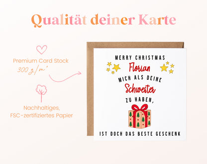 Weihnachtskarte – Das beste Geschenk – Schwester – 05B_qualitaet_300