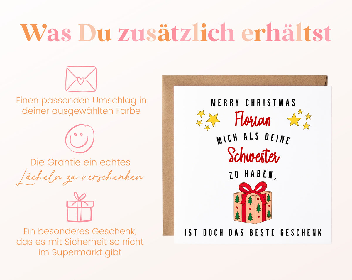 Weihnachtskarte – Das beste Geschenk – Schwester – 06_zusaetzlich