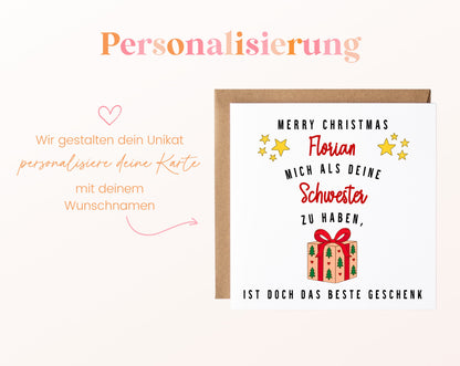 Weihnachtskarte – Das beste Geschenk – Schwester – 08_perso_ein_wunschname