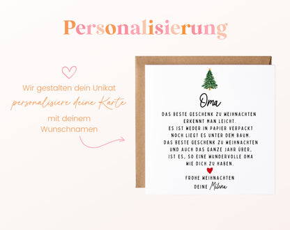 Weihnachtskarte – Das beste Geschenk: Oma – Beispiel der Personalisierung
