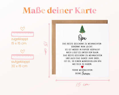 Weihnachtskarte – Das beste Geschenk: Opa – Maße der Karte