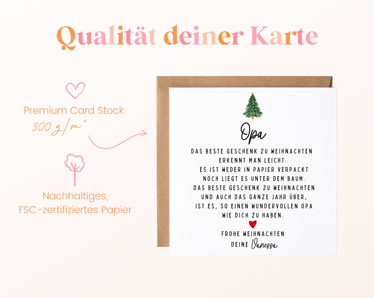 Weihnachtskarte – Das beste Geschenk: Opa – Papierqualität