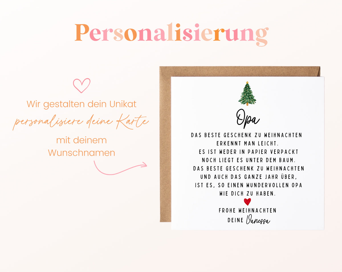 Weihnachtskarte – Das beste Geschenk: Opa – Beispiel der Personalisierung