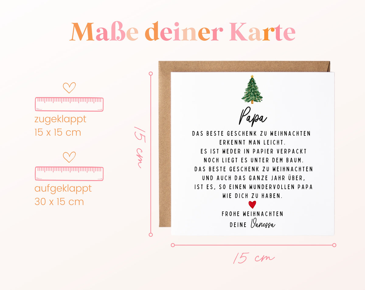 Weihnachtskarte – Das beste Geschenk: Papa – Maße der Karte