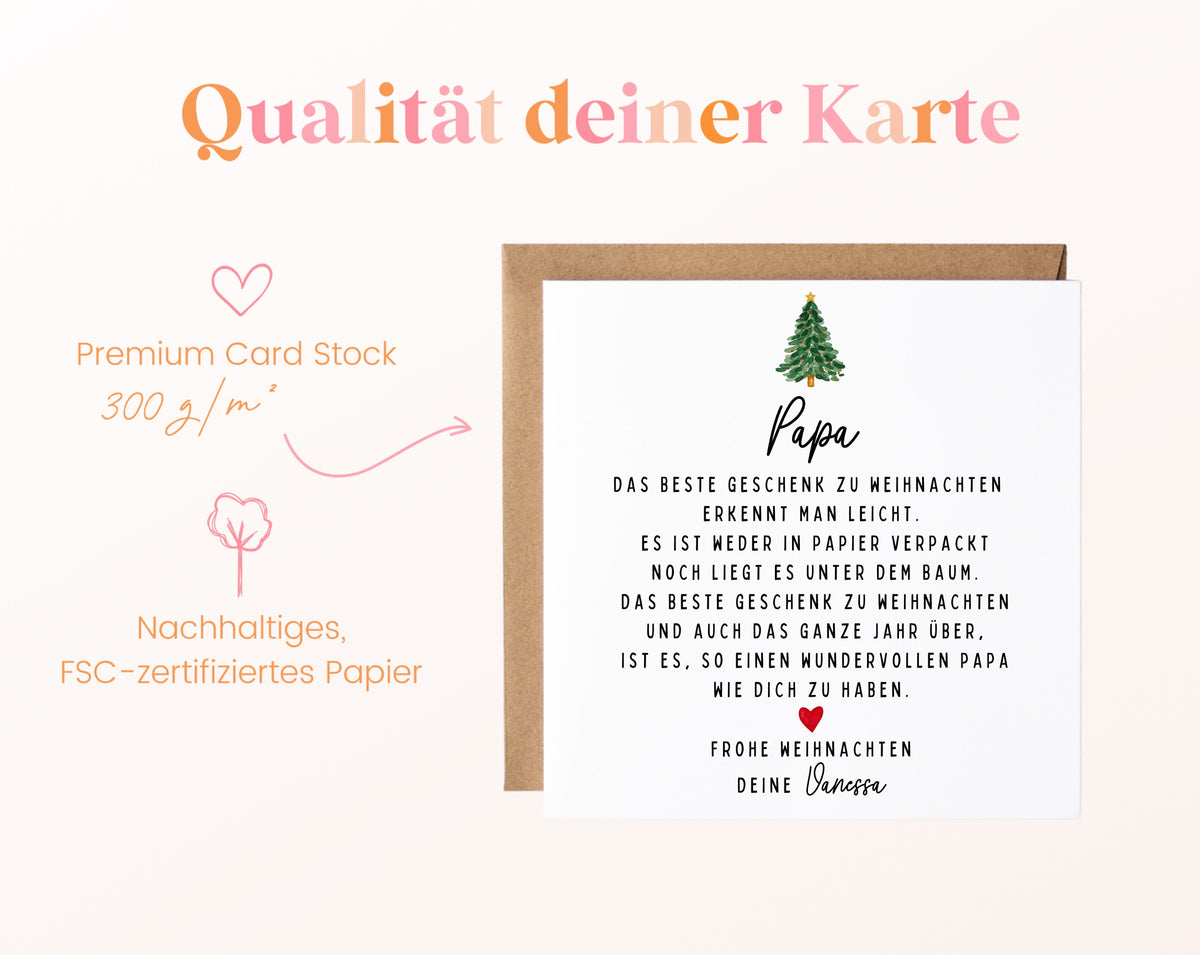 Weihnachtskarte – Das beste Geschenk: Papa – Papierqualität