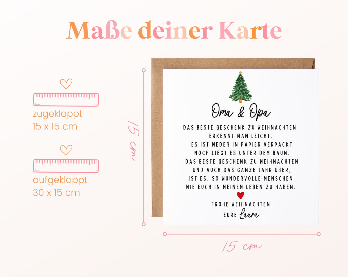 Weihnachtskarte – Das beste Geschenk: Oma & Opa – Maße der Karte