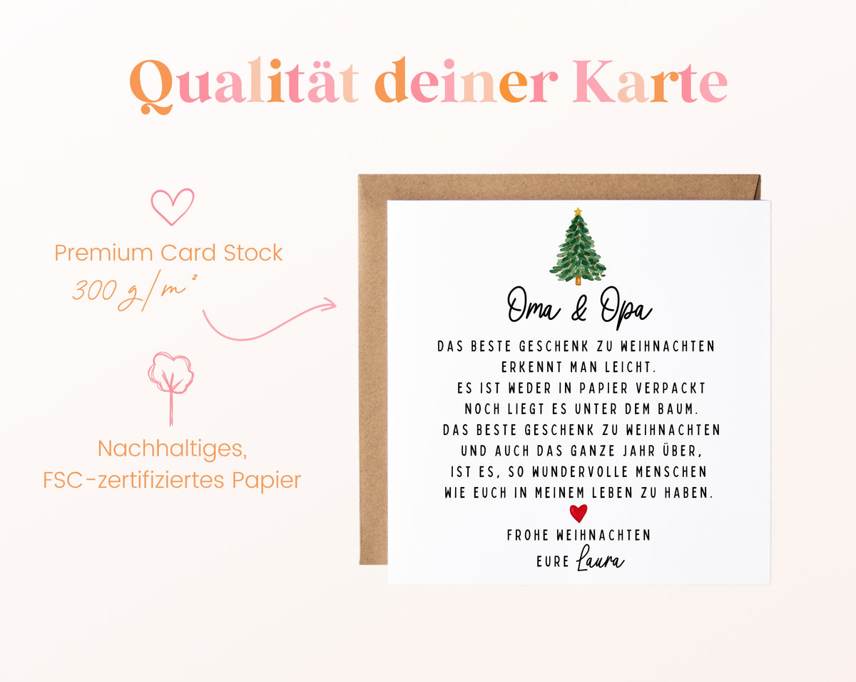 Weihnachtskarte – Das beste Geschenk: Oma & Opa – Papierqualität