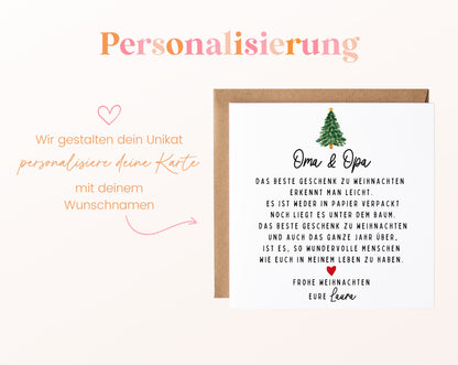Weihnachtskarte – Das beste Geschenk: Oma & Opa – Beispiel der Personalisierung