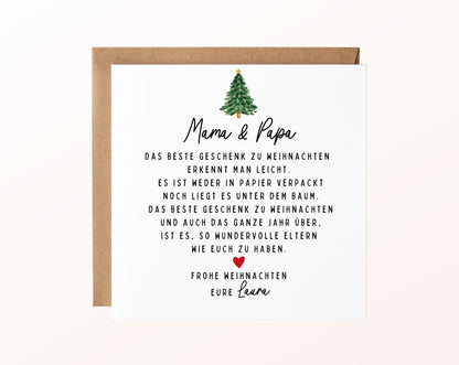 Weihnachtskarte – Das beste Geschenk: Mama & Papa – Produktansicht
