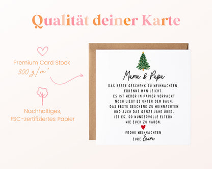 Weihnachtskarte – Das beste Geschenk: Mama & Papa – Papierqualität