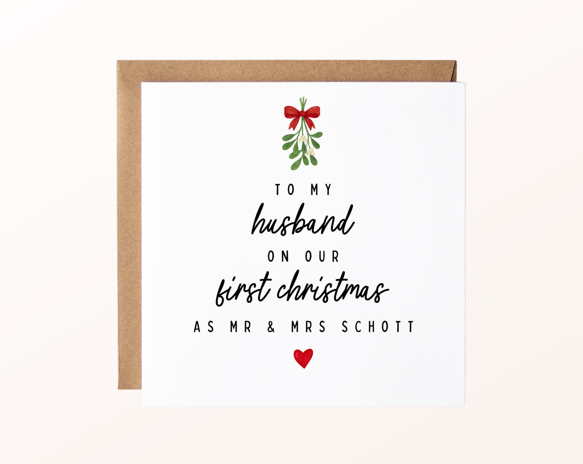 Weihnachtskarte – First Christmas als Ehepaar – karte pur rose