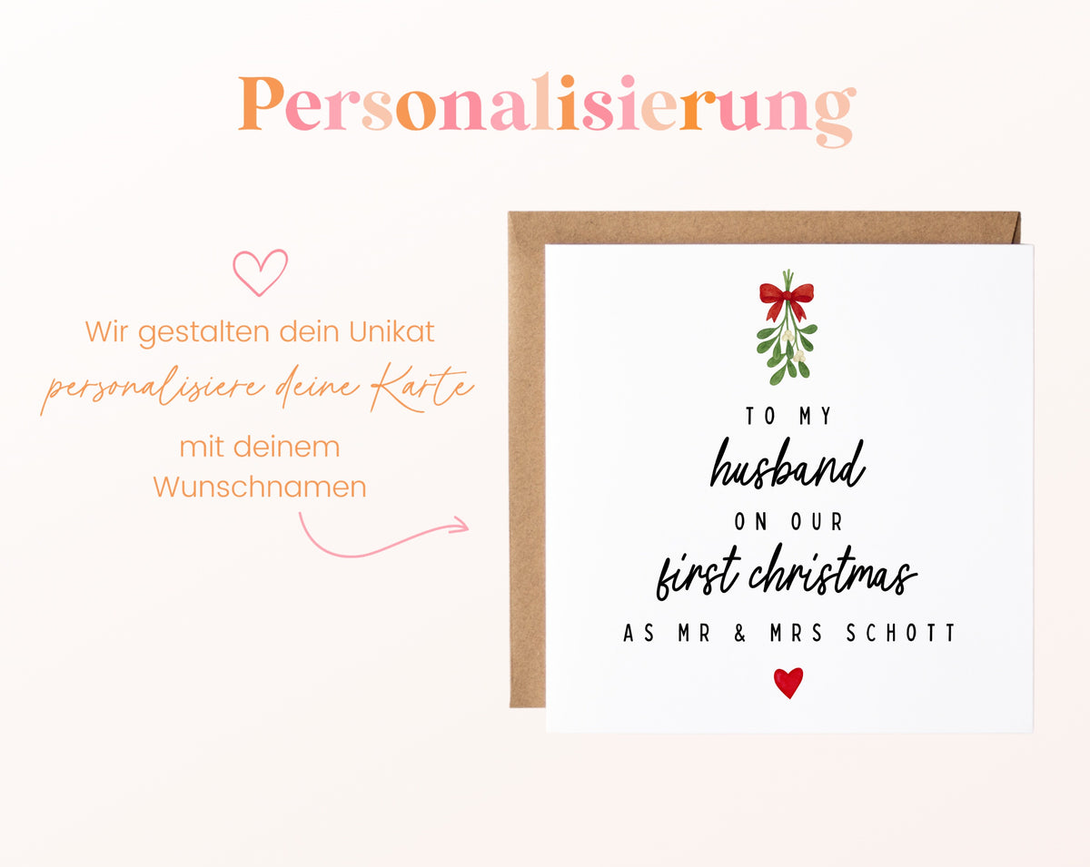 Weihnachtskarte – First Christmas als Ehepaar – perso ein wunschname