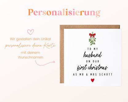 Weihnachtskarte – First Christmas als Ehepaar – perso ein wunschname