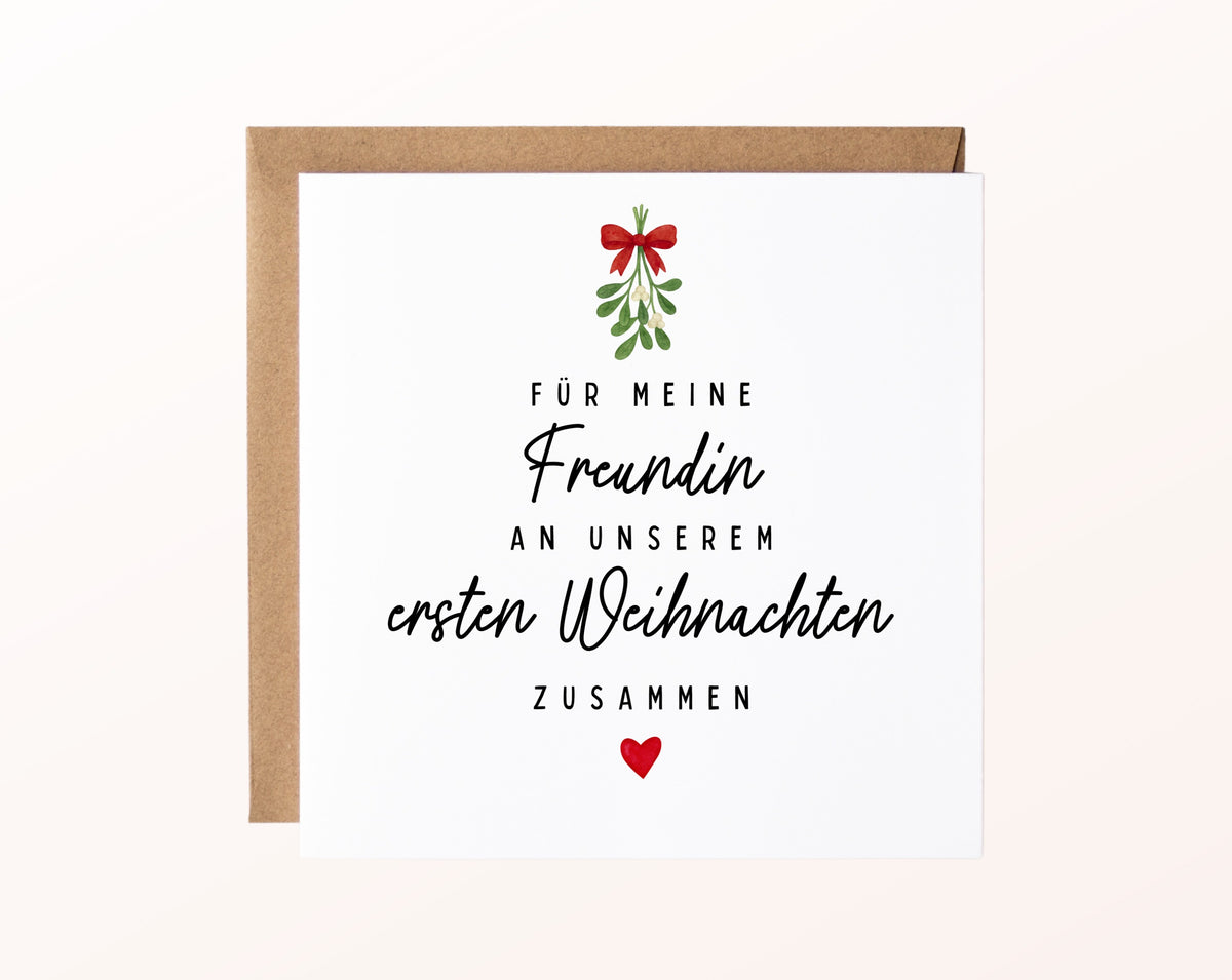 Weihnachtskarte – Erstes Weihnachten mit meiner Freundin – karte pur rose