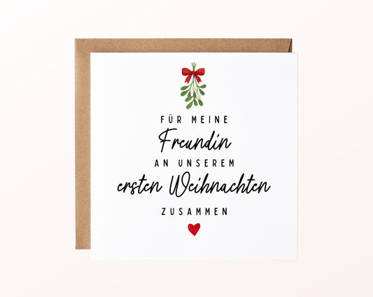 Weihnachtskarte – Erstes Weihnachten mit meiner Freundin – karte pur rose