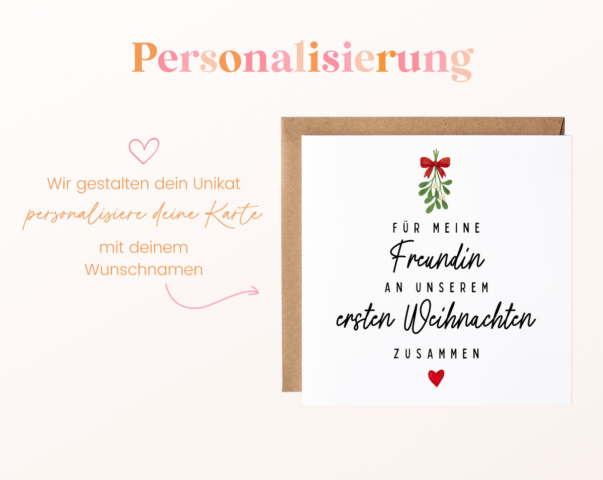 Weihnachtskarte – Erstes Weihnachten mit meiner Freundin – perso ein wunschname