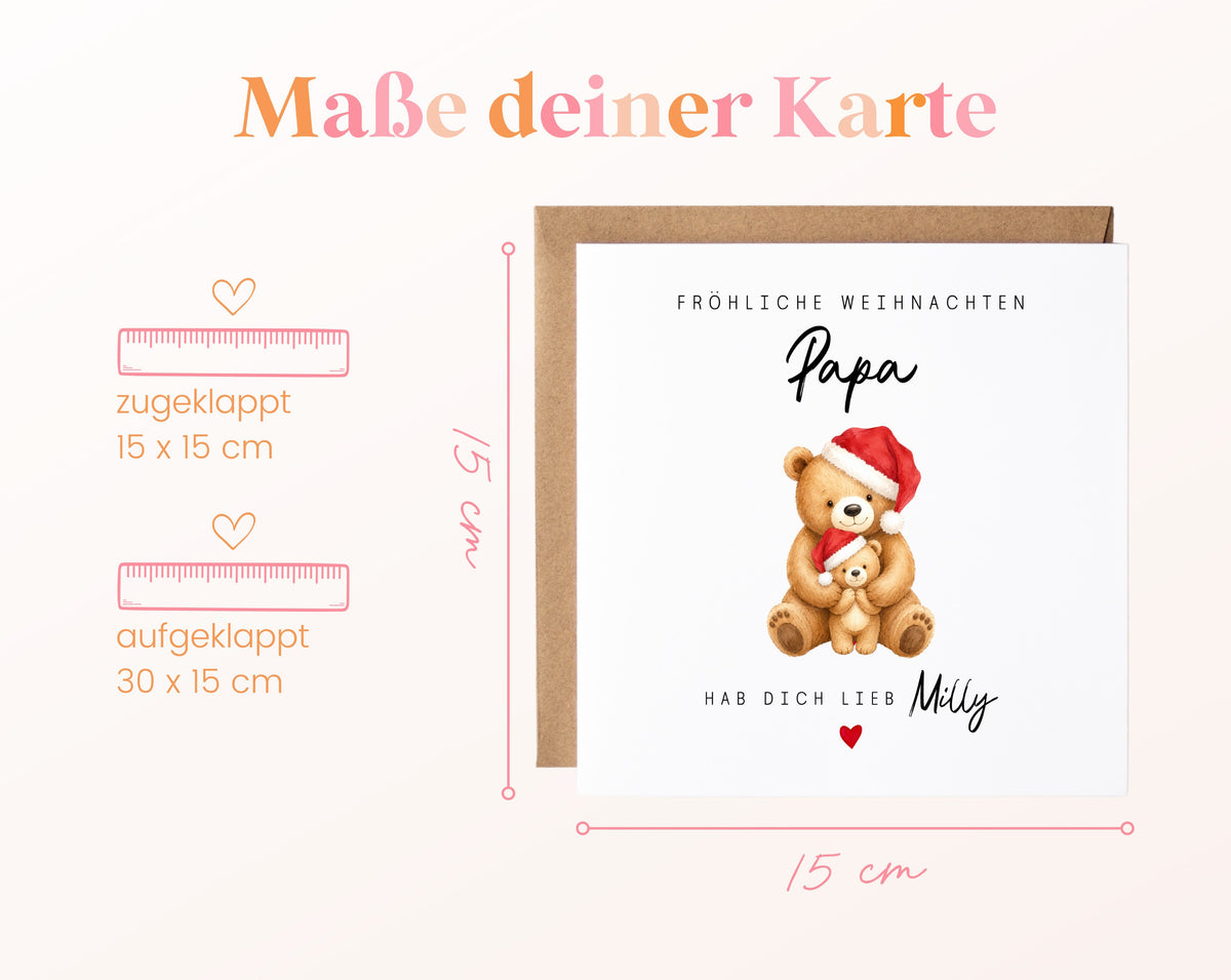 Weihnachtskarte – Teddybär mit Weihnachtsmütze – masse