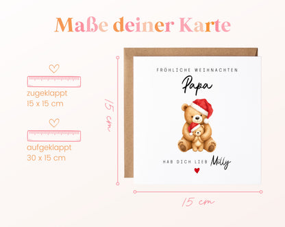Weihnachtskarte – Teddybär mit Weihnachtsmütze – masse