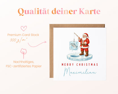 Weihnachtskarte – Angelnder Weihnachtsmann – 05B qualitaet 300
