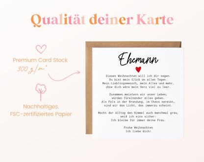 Weihnachtskarte – Weihnachtsgedicht für meinen Ehemann – 05B qualitaet 300