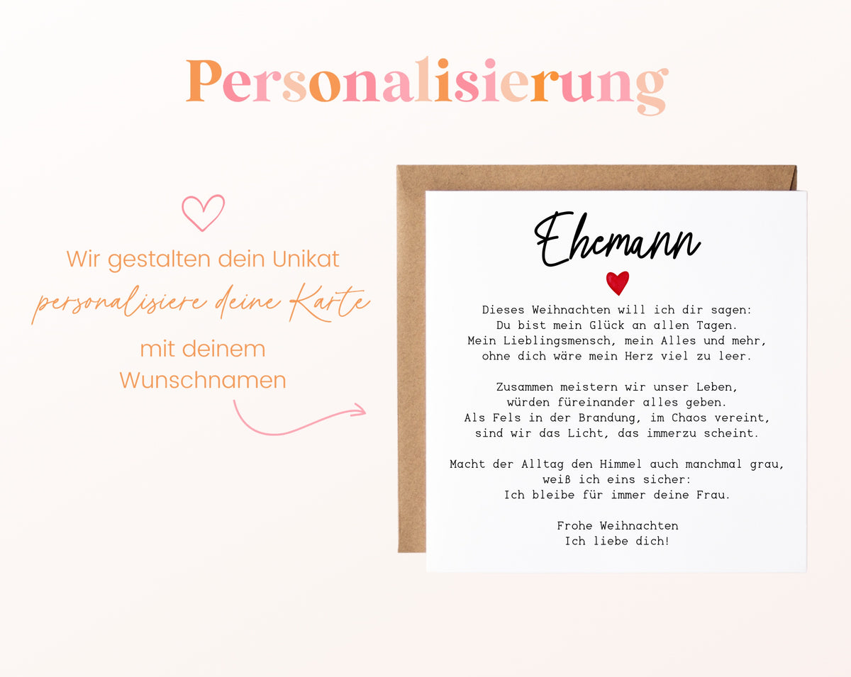 Weihnachtskarte – Weihnachtsgedicht für meinen Ehemann – 08 perso ein wunschname