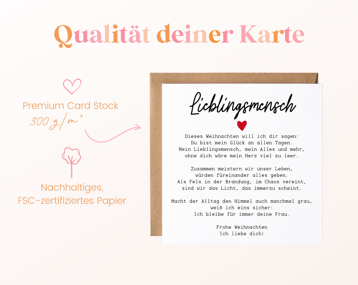 Weihnachtskarte – Weihnachtsgedicht für meinen Lieblingsmenschen – 05B qualitaet 300