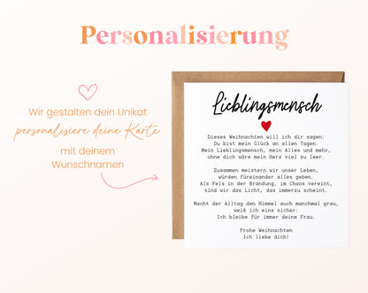 Weihnachtskarte – Weihnachtsgedicht für meinen Lieblingsmenschen – 08 perso ein wunschname