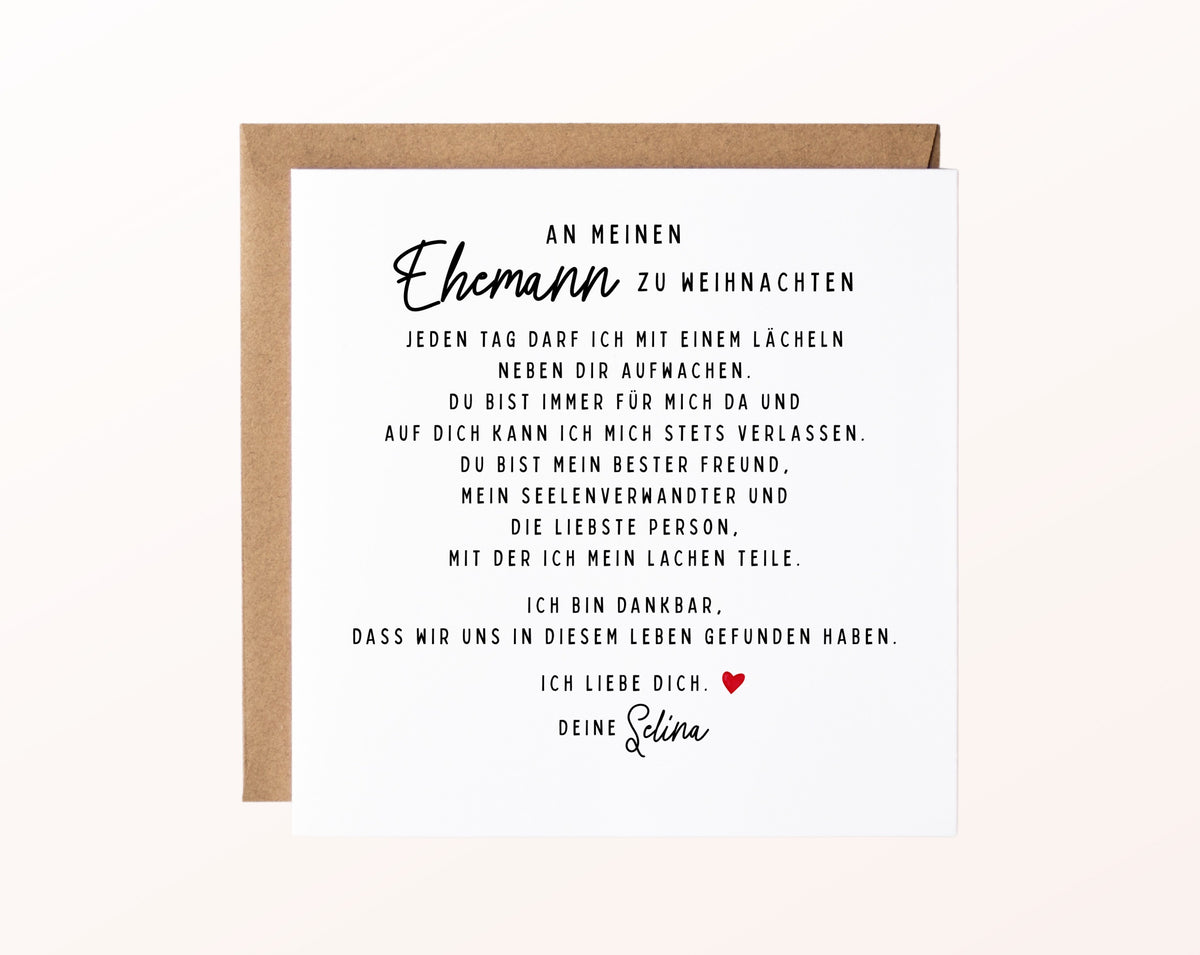 Weihnachtskarte – An meinen Ehemann – mit Absender – 02 karte pur rose