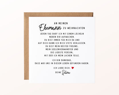 Weihnachtskarte – An meinen Ehemann – mit Absender – 02 karte pur rose