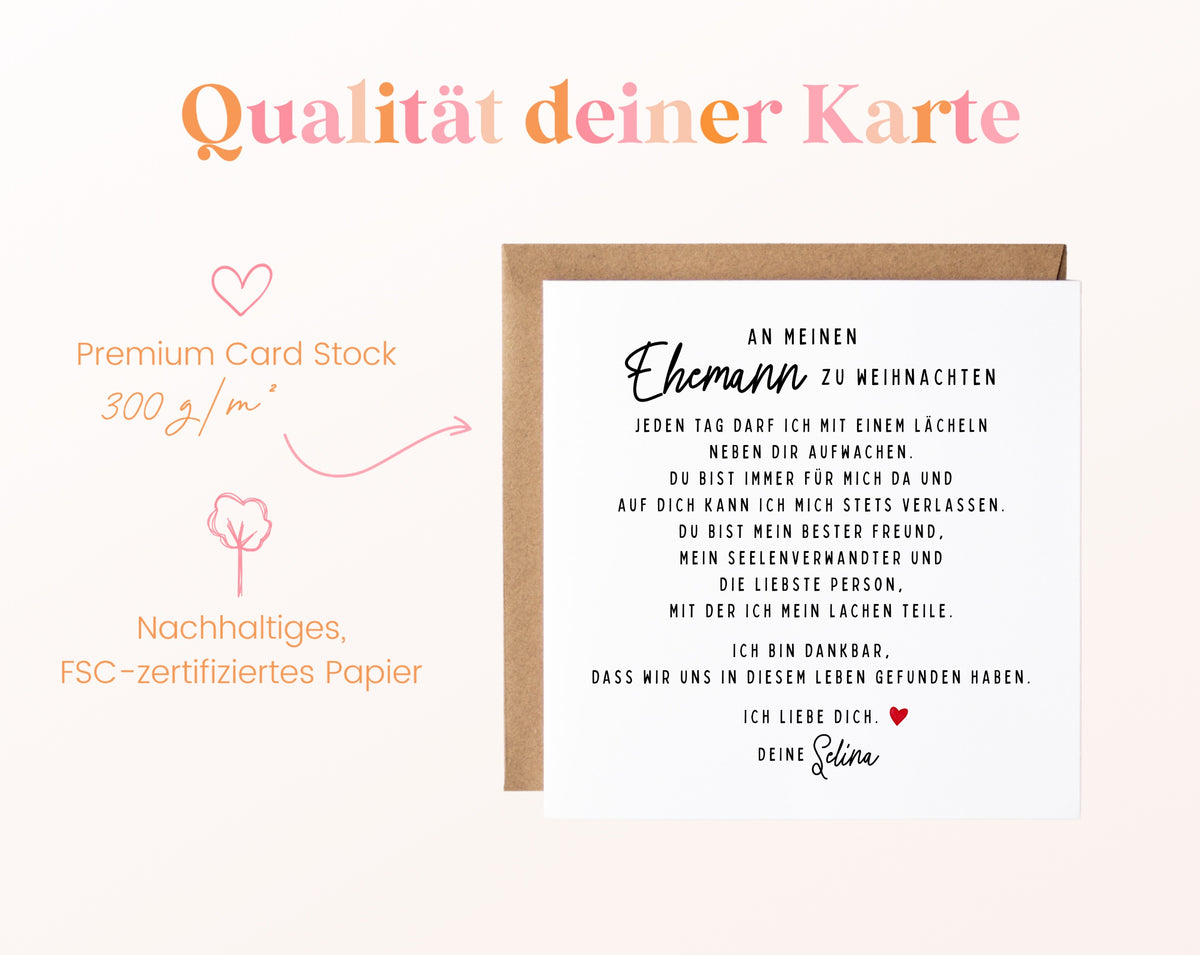 Weihnachtskarte – An meinen Ehemann – mit Absender – 05B qualitaet 300
