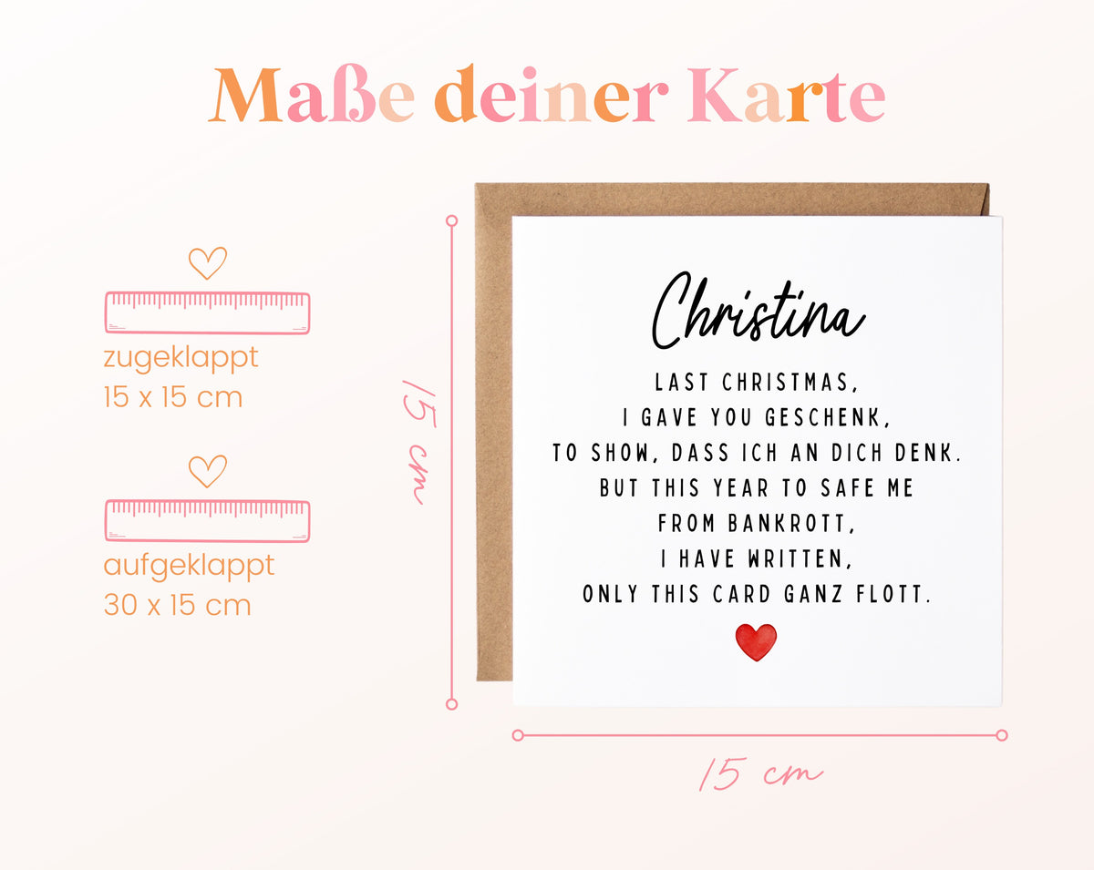 Weihnachtskarte – Last Christmas – mit Herz – 04 masse