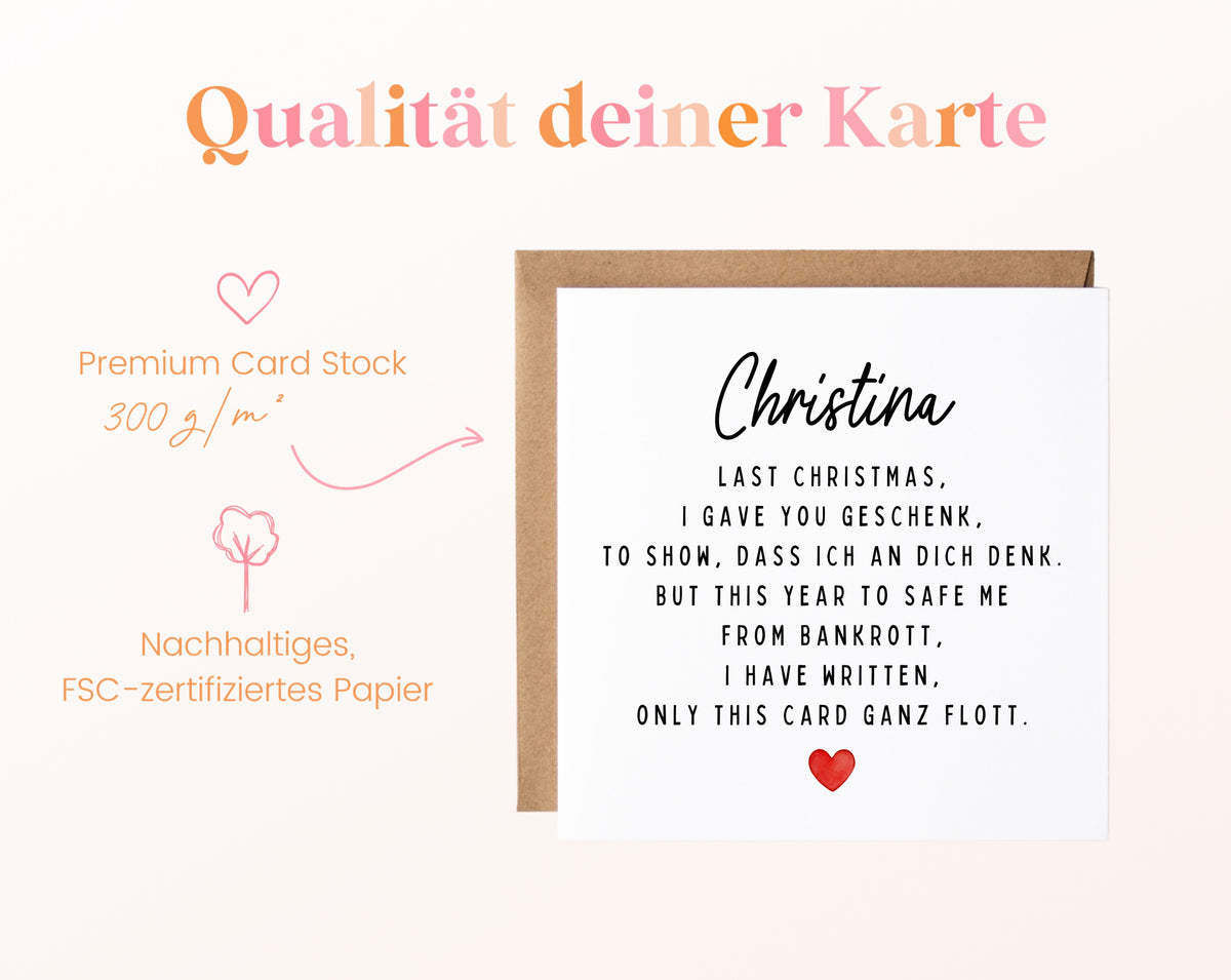 Weihnachtskarte – Last Christmas – mit Herz – 05B qualitaet 300