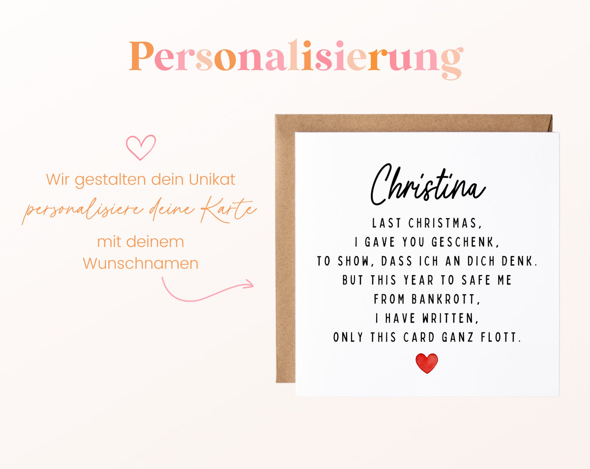 Weihnachtskarte – Last Christmas – mit Herz – 08 perso ein wunschname