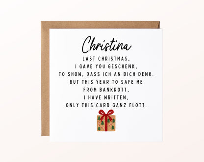 Weihnachtskarte – Last Christmas – mit Geschenk – 02 karte pur rose
