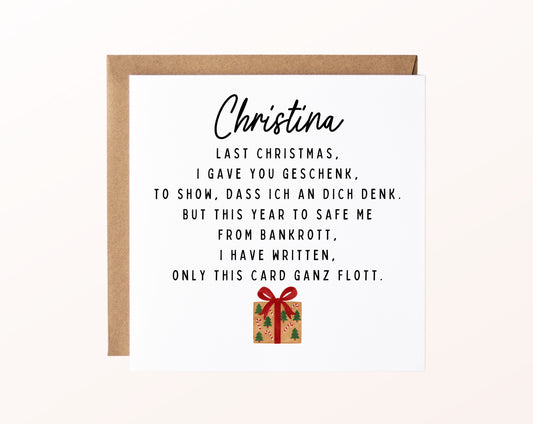 Weihnachtskarte – Last Christmas – mit Geschenk – 02 karte pur rose