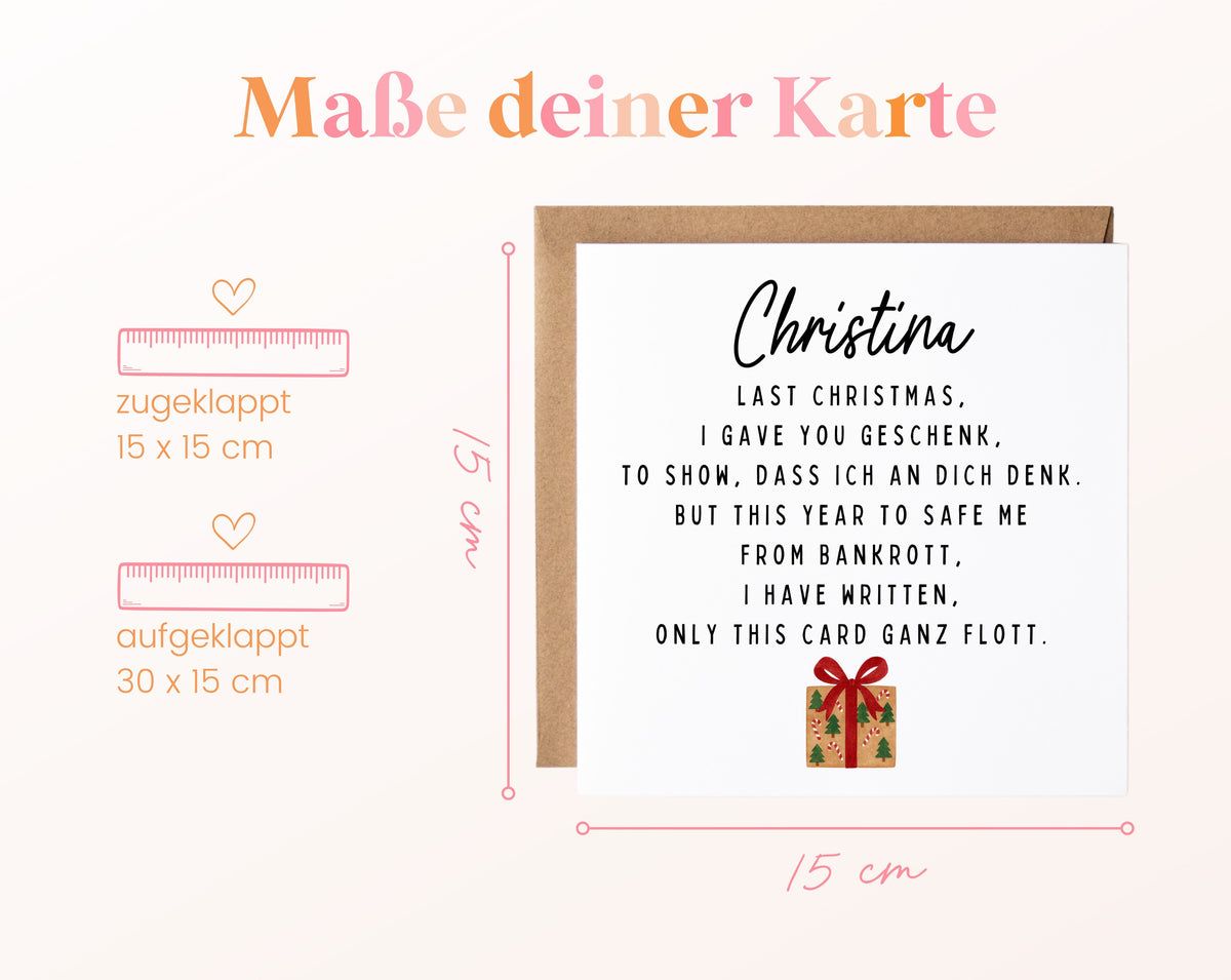 Weihnachtskarte – Last Christmas – mit Geschenk – 04 masse