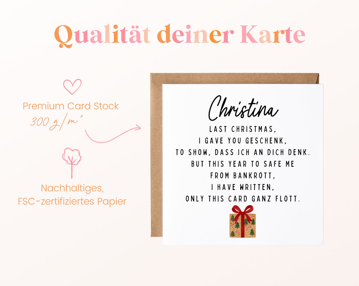 Weihnachtskarte – Last Christmas – mit Geschenk – 05B qualitaet 300