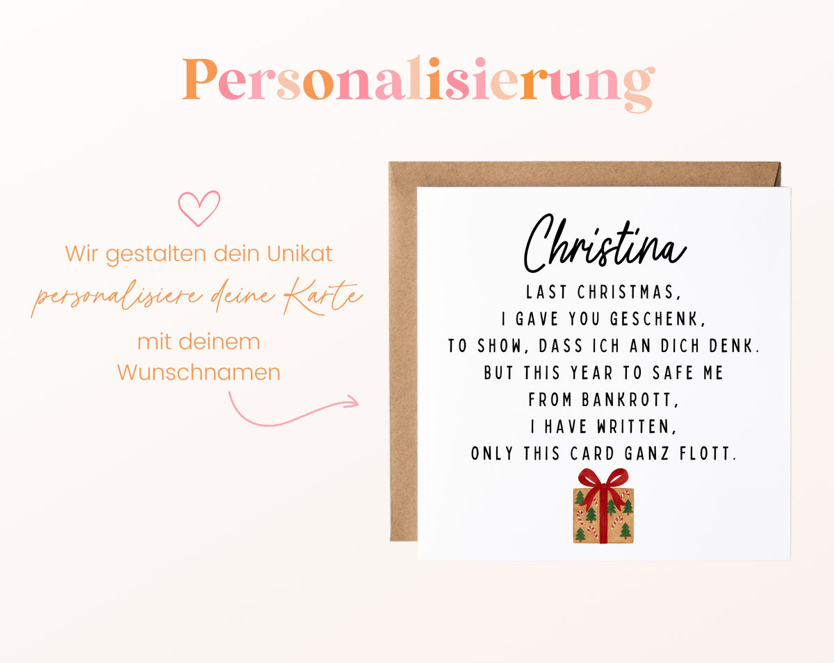Weihnachtskarte – Last Christmas – mit Geschenk – 08 perso ein wunschname