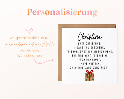 Weihnachtskarte – Last Christmas – mit Geschenk – 08 perso ein wunschname