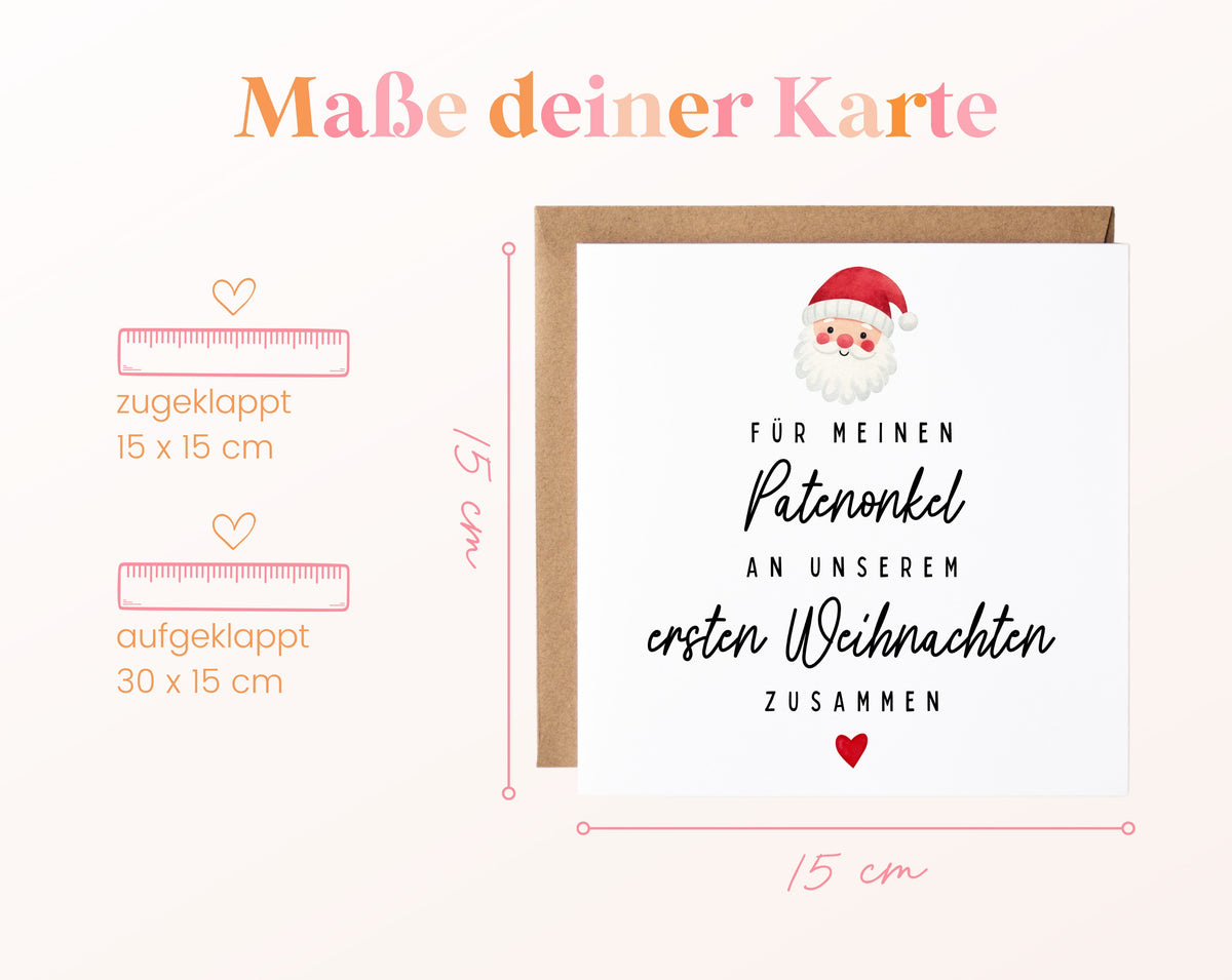 Weihnachtskarte – Erstes Weihnachten – Patenonkel mit Weihnachtsmann – 04 masse