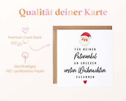 Weihnachtskarte – Erstes Weihnachten – Patenonkel mit Weihnachtsmann – 05B qualitaet 300