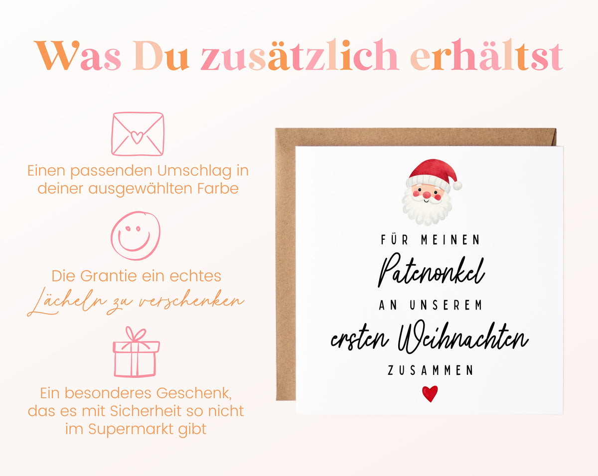 Weihnachtskarte – Erstes Weihnachten – Patenonkel mit Weihnachtsmann – 06 zusaetzlich