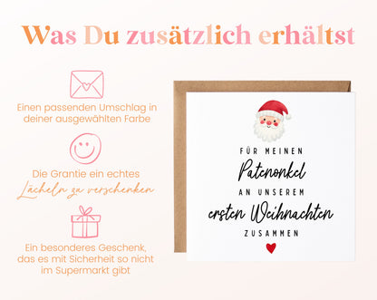 Weihnachtskarte – Erstes Weihnachten – Patenonkel mit Weihnachtsmann – 06 zusaetzlich