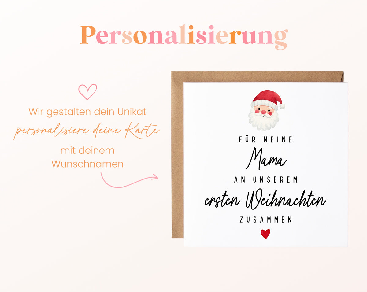 Weihnachtskarte – Erstes Weihnachten – Mama mit Weihnachtsmann – 08 perso ein wunschname