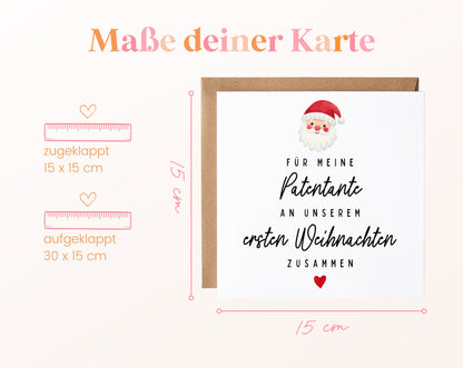 Weihnachtskarte – Erstes Weihnachten – Patentante mit Weihnachtsmann – 04 masse