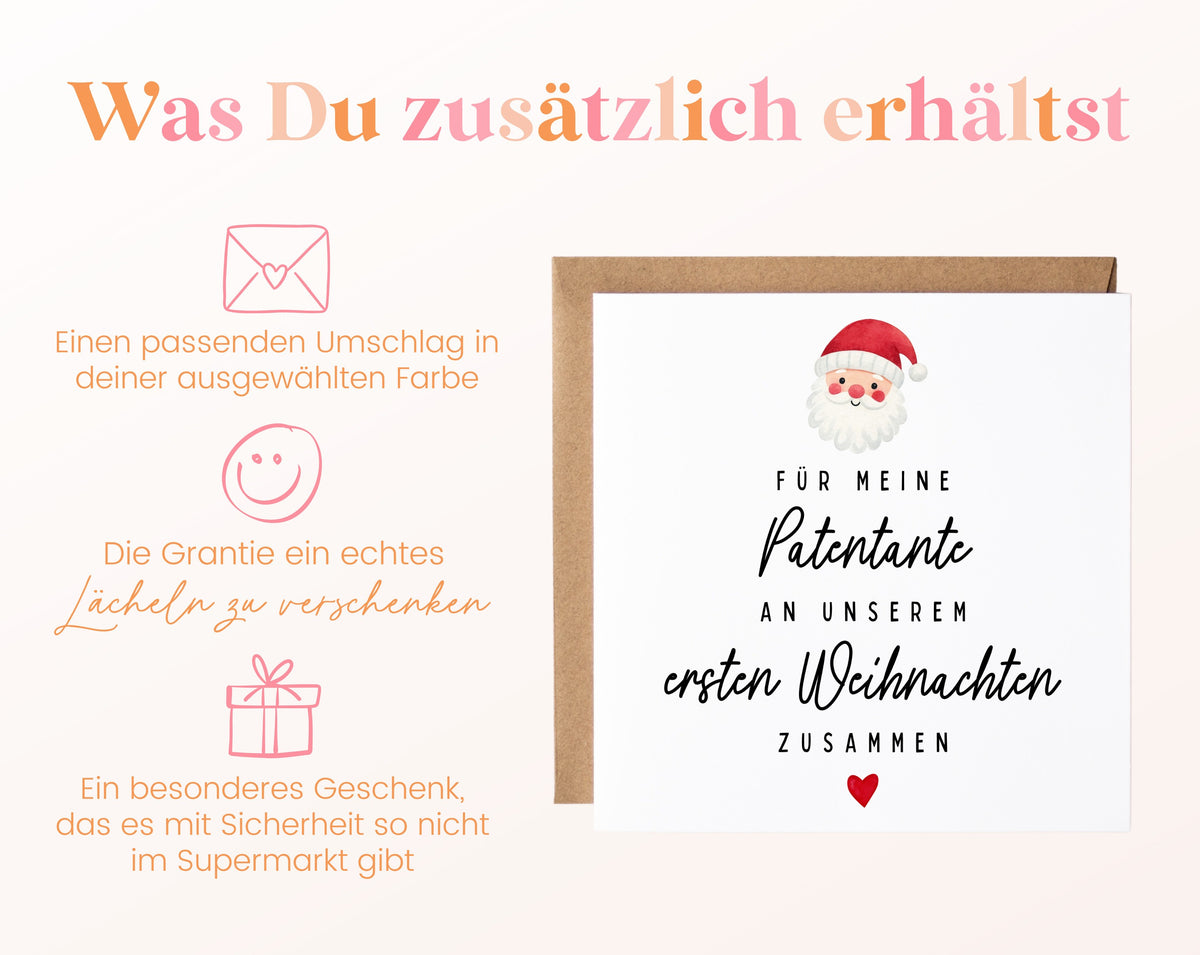 Weihnachtskarte – Erstes Weihnachten – Patentante mit Weihnachtsmann – 06 zusaetzlich