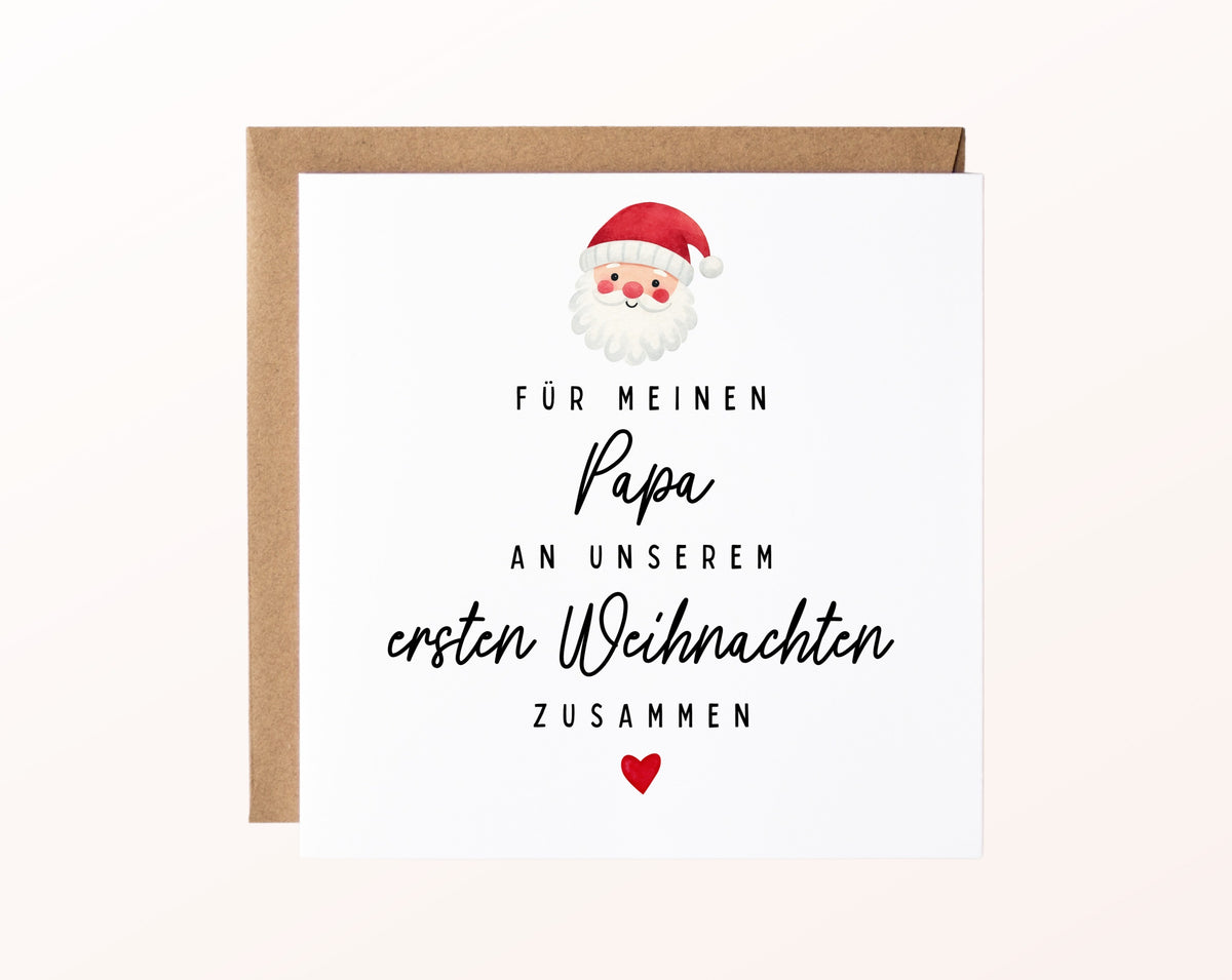 Weihnachtskarte – Erstes Weihnachten – Papa mit Weihnachtsmann – 02 karte pur rose