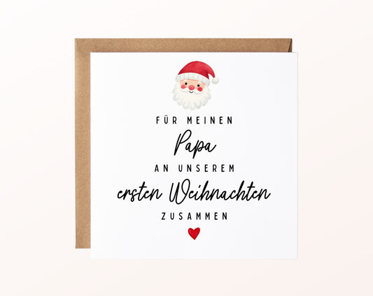 Weihnachtskarte – Erstes Weihnachten – Papa mit Weihnachtsmann – 02 karte pur rose