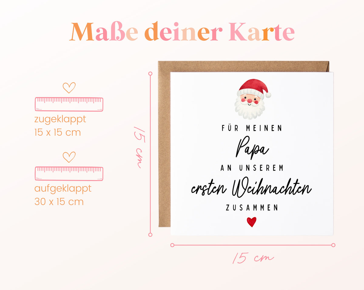 Weihnachtskarte – Erstes Weihnachten – Papa mit Weihnachtsmann – 04 masse