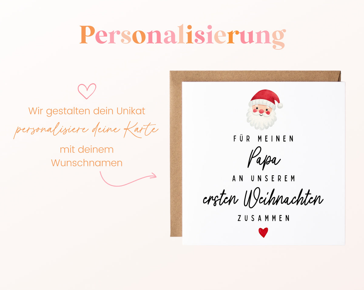 Weihnachtskarte – Erstes Weihnachten – Papa mit Weihnachtsmann – 08 perso ein wunschname
